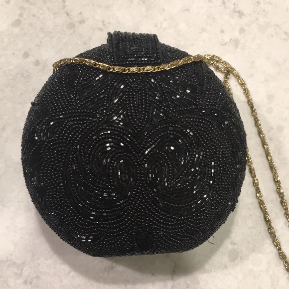Adorable Vintage Beaded Black Evening Bag - Picture 6 of 6